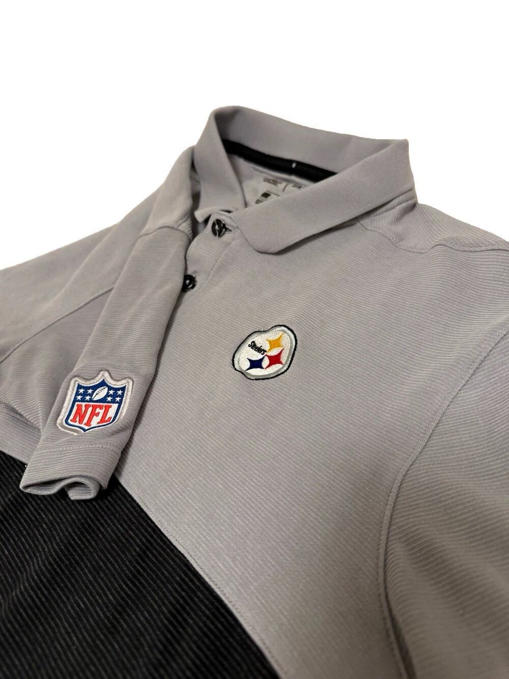 Nike Dri-FIT NFL Pittsburgh Steelers On-Field Polo Shirt L Gray/Black
